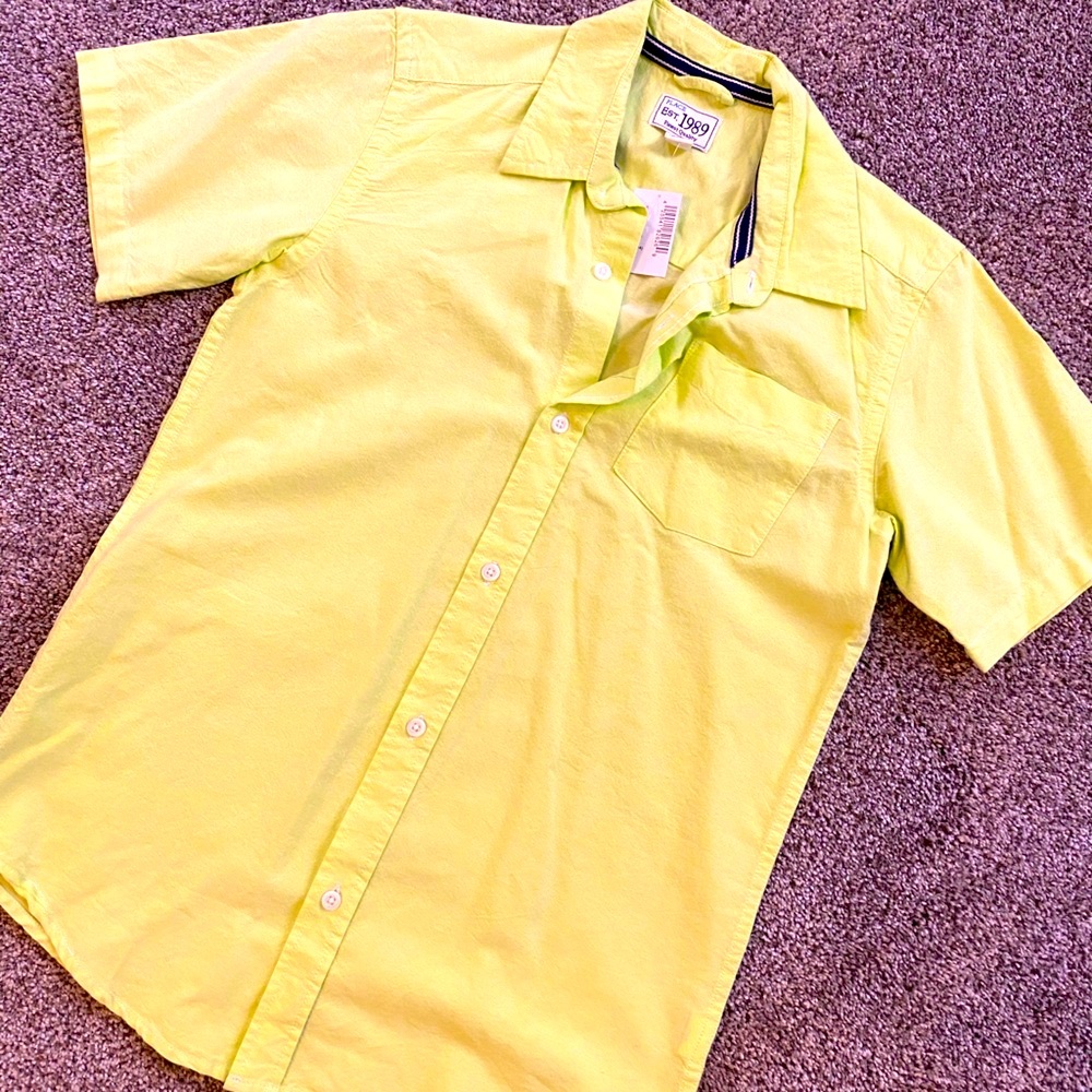 New NWT Children’s Place Boys size 14 XL Lime Green Cotton Dress Shirt